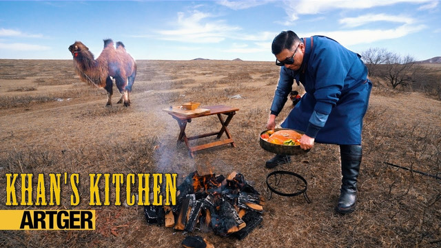Великолепная запечённая баранья нога! Приготовление пищи в бескрайней степи Монголии