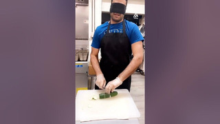 Blindfolded Guy Speedily Chops Zucchini