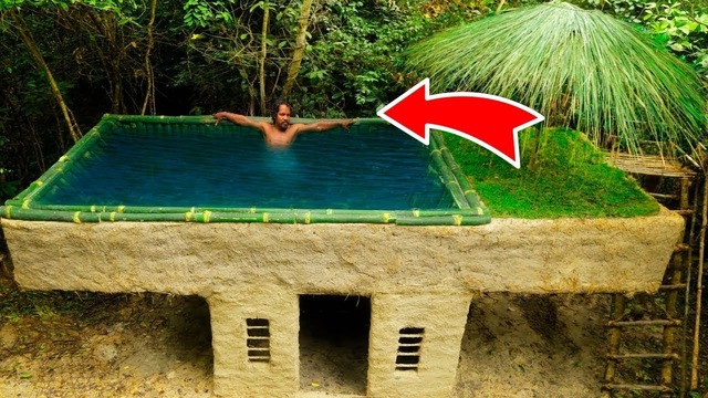 Он построил этот бассейн из бамбука