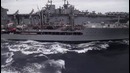 Как танкер заправляет корабли в бурном море