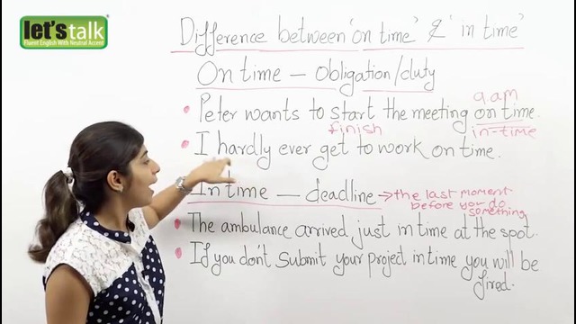 What’s the difference between ‘in time’ and ‘on time’ – English Grammar Lesson