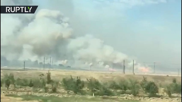 Видео пожара на оружейном складе в Азербайджане
