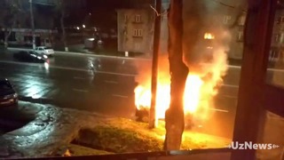 В Ташкенте полностью сгорел Damas
