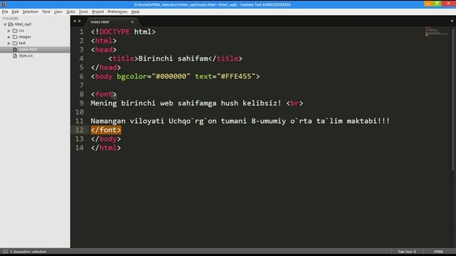 HTML va CSS videokurslari. HTML 3-dars: Maxsus teglar 1-qism