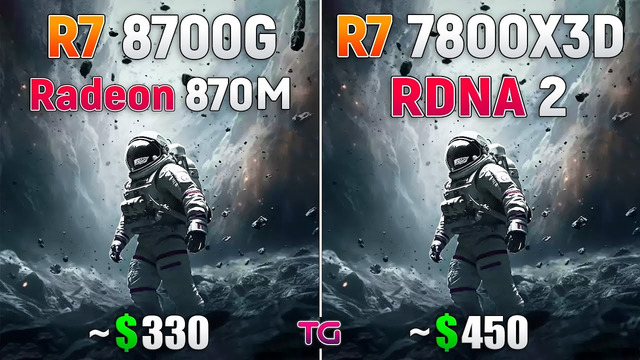 Ryzen 7 8700G (Radeon 780M) vs Ryzen 7 7800X3D (RDNA2) – CPU and iGPU Test