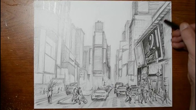 Рисуем Скетч – Time Square (New-York)