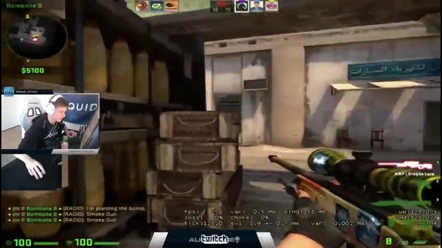 Team Liquid s1mple playing CSGO Faceit on mirage (twitch stream)