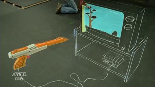 Duck Hunt 3D Chalk Art
