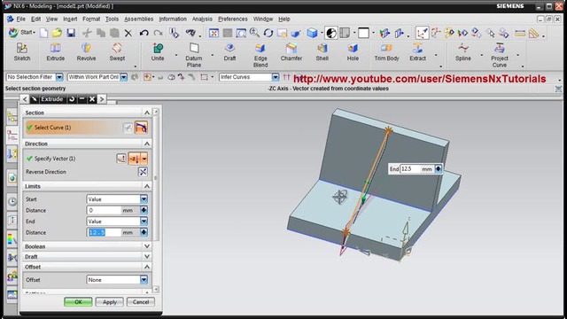 4. Nx Training Tutorial UG Nx CAD Tutorial How to create Rib Stiffener