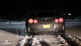 Nissan GTR и ночные покатушки по снегу