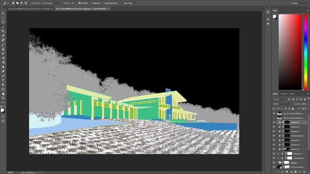 Photoshop Post Production #2 Architecture. Sunset
