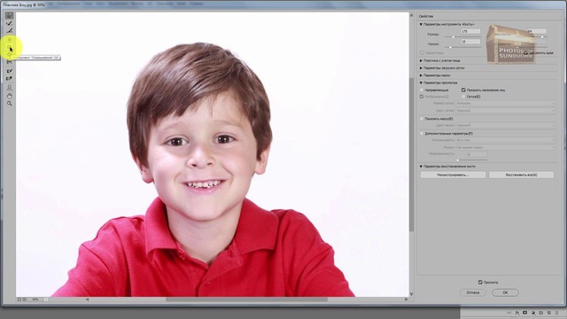 Используем для ретуши снимка фильтр Пластика