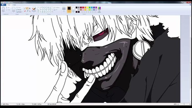 SpeedPaint 】 Draw Anime on MS Paint – Kaneki
