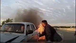 Авария в ингушетии. спасение человека из горящего авто