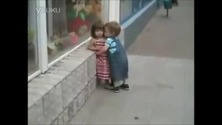 Funny Little Boy Wants To Kiss a Little Girl