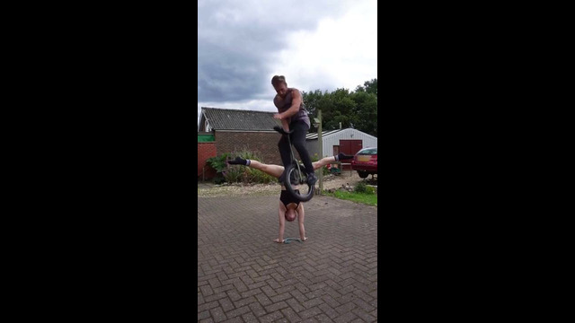 Man Jumps Unicycle Over Woman | People Are Awesome #shorts