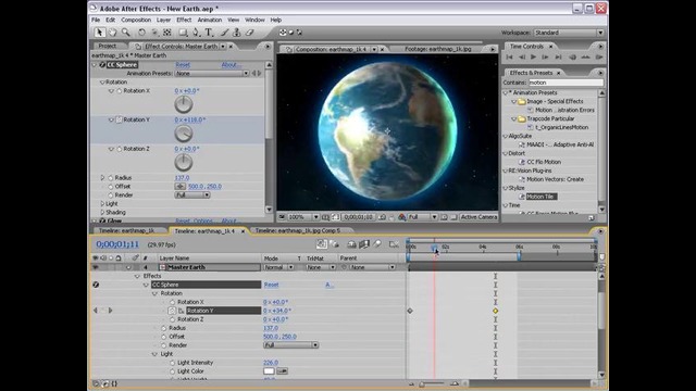 Видеоурок по After Effects /Голубая планета часть 1