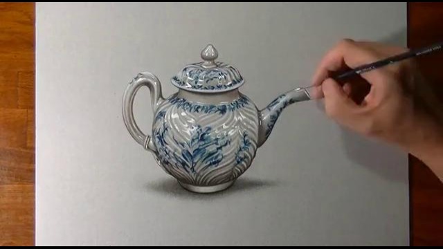 Рисование реалистичного фарфорового чайника / How I draw a porcelain teapot