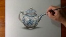 Рисование реалистичного фарфорового чайника / How I draw a porcelain teapot