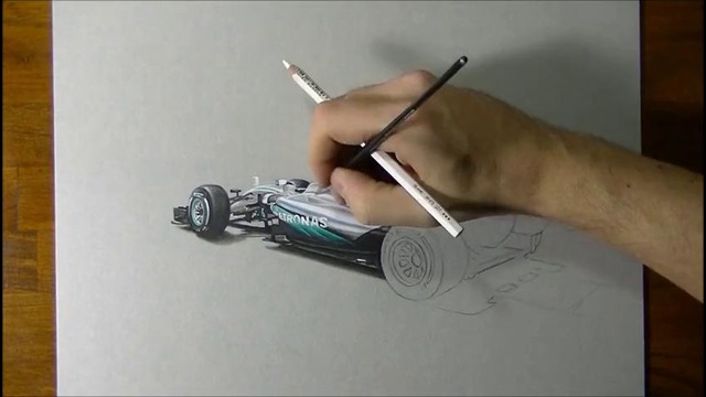 Mercedes-Benz F1 W07 Hybrid drawn in 3D