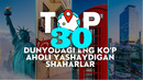 Top 30 Eng ko’p Aholi yashaydigan Shaharlar