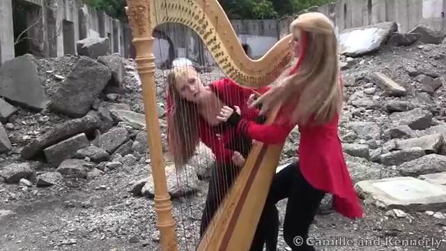 Metallica “one” – 2 girls 1 harp (harp twins) harp metal