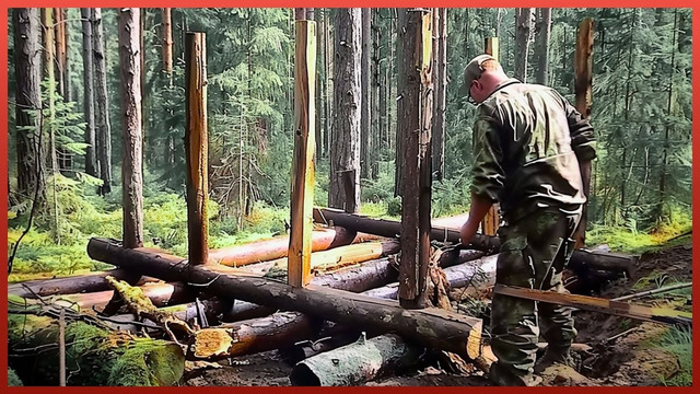 Man Builds a Log Hut in the Wild Forest in 6 Months by @bushcraftoutdooradventures3135