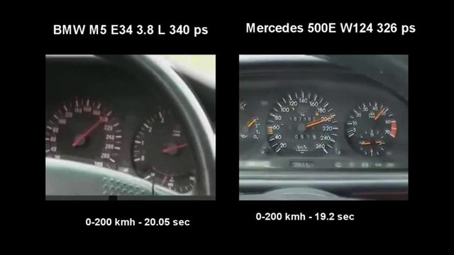 BMW M5 E34 340HP vs Mercedes E500 w124 326HP разгон ускорение