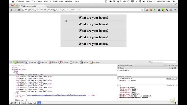 5: Events 201 – 30 Days to Learn jQuery