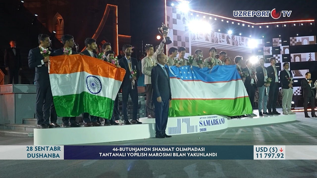 46-Butunjahon shaxmat olimpiadasi tantanali yopilish marosimi bilan yakunlandi