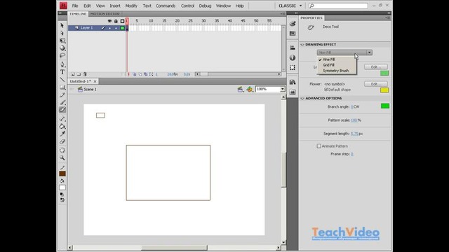 15 Adobe Flash CS4 – Инструмент Deco Tool (Декорирование) – Кисть симметрии