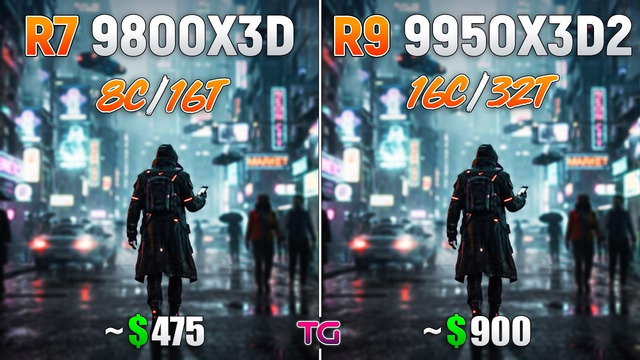 Ryzen 9 9950X3D2 vs Ryzen 7 9800X3D – Test in 11 Games