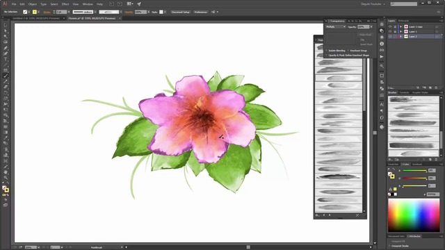 Adobe Illustrator – Flowers – Watercolor Drawing Tutorial