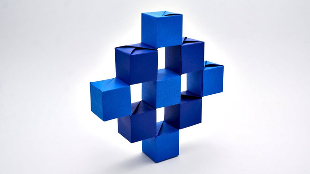 Двигающиеся Кубы Оригами | Origami Moving Cubes (Jo Nakashima) – no tape/glue