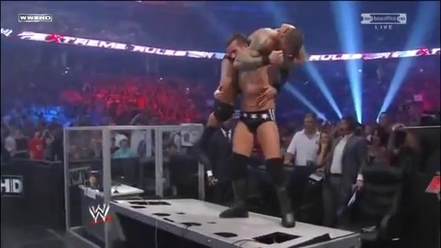 Randy Orton RKO To CM Punk On The Announcer Table