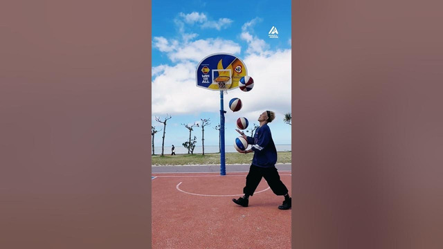 Person Performs Freestyle Basketball Spinning Tricks