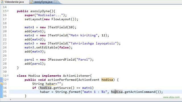 Javadan boshlang’ich darslar-53-hodisa tutish