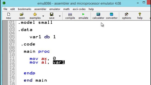 Assembly Language Programming Tutorial 21 Copying Smaller Values to Larger Ones
