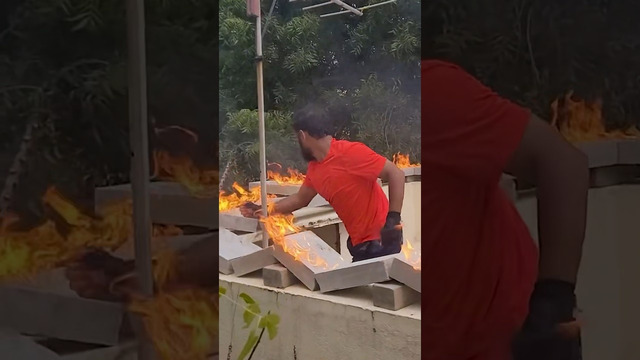 Most flaming concrete blocks broken in 30 seconds – 29 by Narayanan N