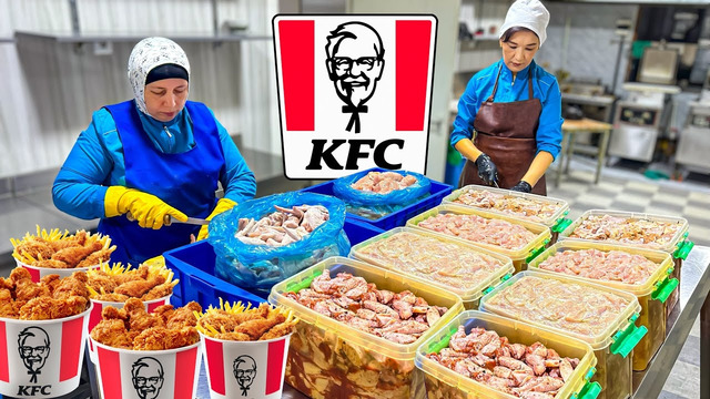 KFC Cooked in Uzbek NATIONAL Style. KITCHEN That Feed The Whole City. Very Crispy and Tasty