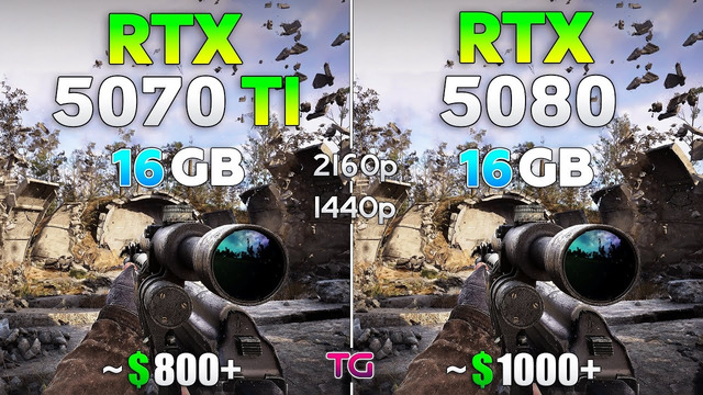 RTX 5070 Ti vs RTX 5080 – Comparison with New Drivers | 1440p & 4K