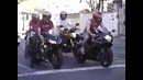 Yamaha R1 and Honda Fireblade x2 Burnouts Suzuki 650 Hayabusa GSXR
