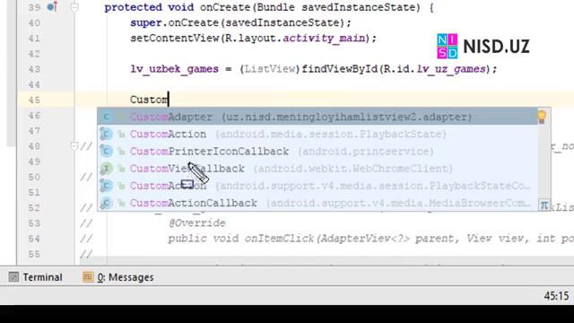 30 Android OSga dasturlar yaratish – AS da ListView CustomAdapter haqida