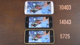 IPhone 5с против Samsung Galaxy S4 против iPhone 5s Тест на Скорость. Eng