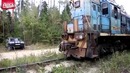 Тепловозом вытащили джип