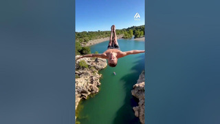 Man Does Backflip Off Cliff Into Lake | People Are Awesome #backflip