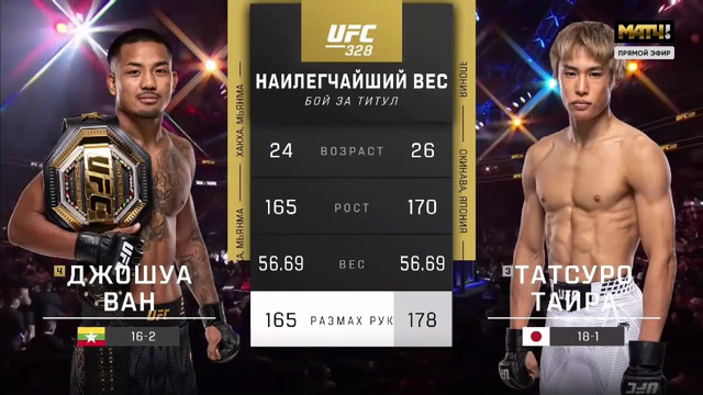 UFC 328: Джошуа Ван — Тацуро Таира (ПОЛНЫЙ БОЙ)