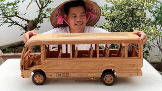 Wood Carving – Manufacturing the Toyota Coaster Mini Bus from Wood – Woodworking Art