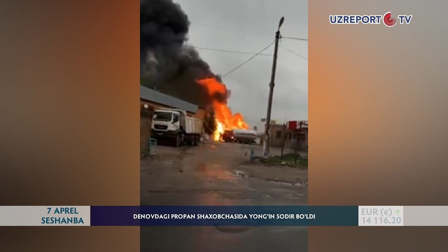Denovdagi propan shaxobchasida yong‘in sodir bo‘ldi
