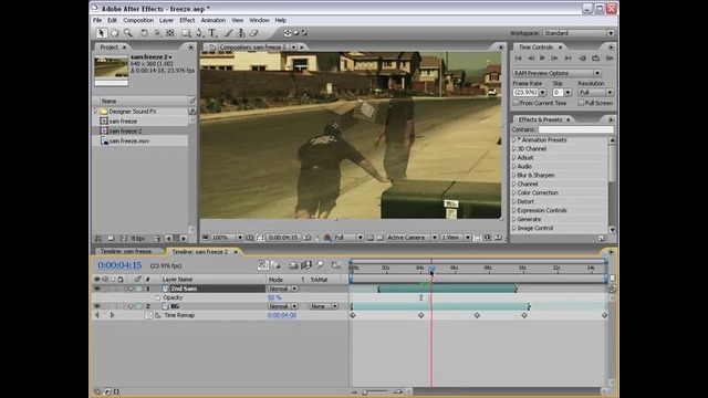 Видеоурок по AfterEffects/Остановка времени